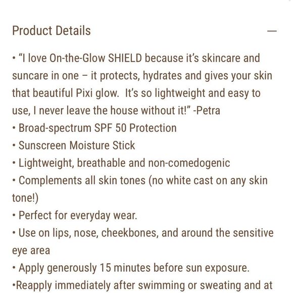 🌻Pixi On-the-Glow Shield SPF 50 Sunscreen Stick New FullSz - Picture 6 of 8